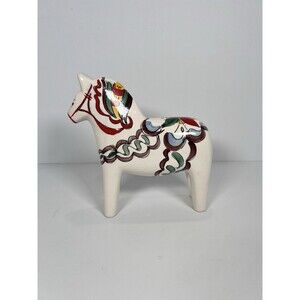 Scandia Dala Horse Figurine Ceramic Hand Painted Brazil 6 3/4" Vintage 70s